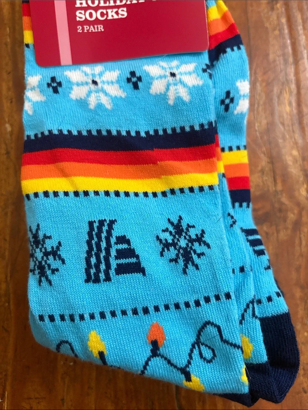 Merry Moments Men’s Light Blue Holiday Crew Socks - 2 Pair